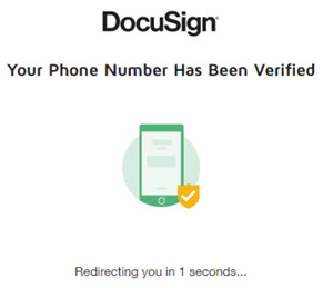 The DocuSign phone verified screen. 